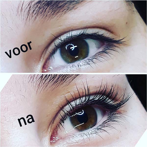 Wimperlift voor en na, laat uw wimper liften bij Salon janine
